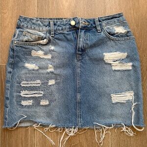 Distressed Denim Skirt